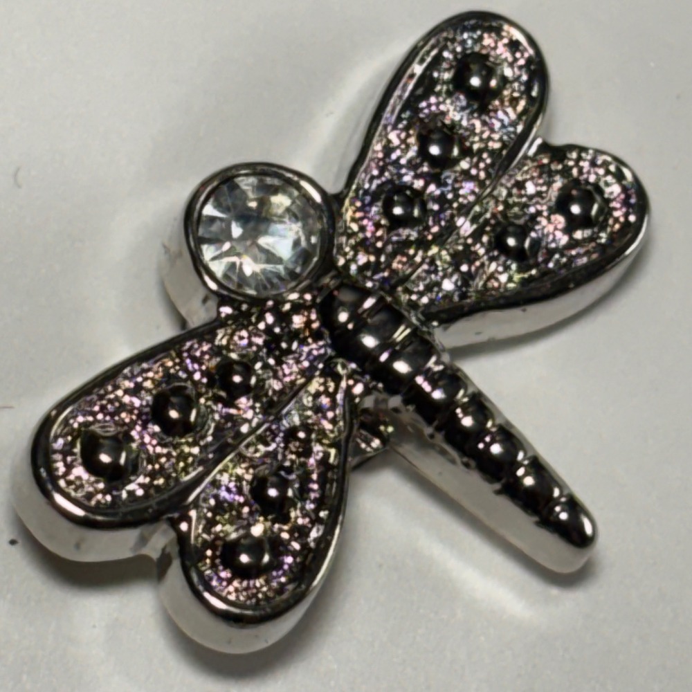 JHB Dragonfly‎ Buttons Unisex 3/4" Silver Rhinestone Insect Shank 3pc 1322